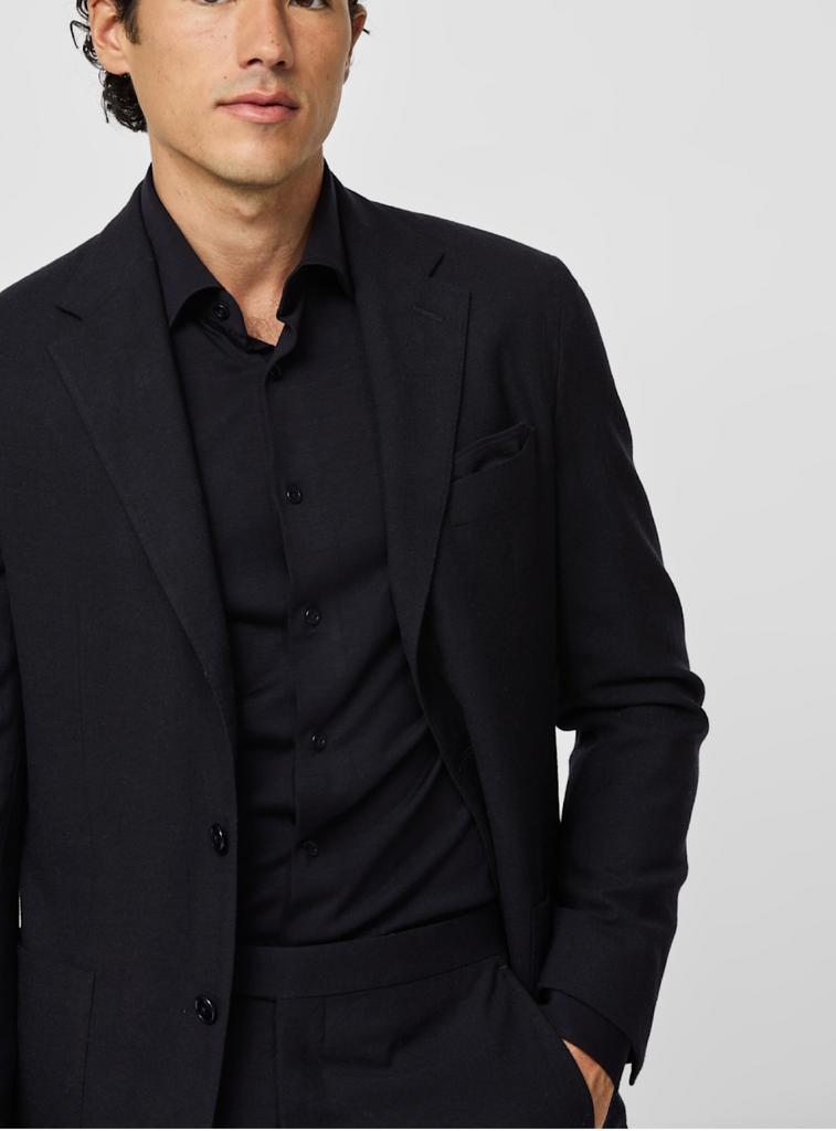 Carlo Barbera Midnight Blue Wool, Lyocell & Cashmere Soft Stretch Twill