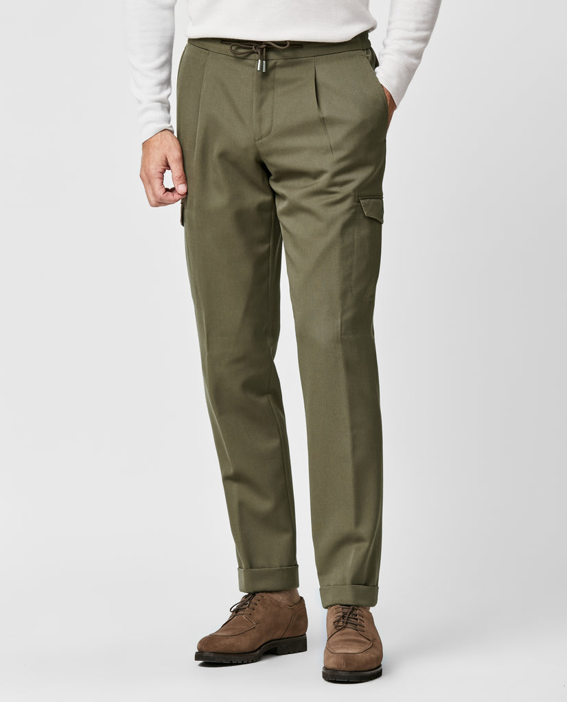 Nikke Trousers NIKKE Olive Pure Fine Merino Wool Twill