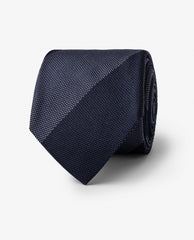 Navy & Slate Blue Cotton & Silk Structured Regimental Handmade Soft Drape Tie