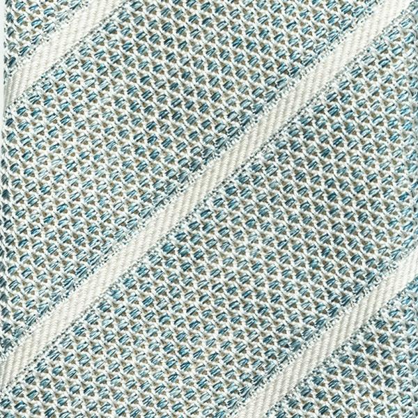 Light Blue & White Regimental Pure Silk Grenadine Tie