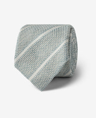 Light Blue & White Regimental Pure Silk Grenadine Tie