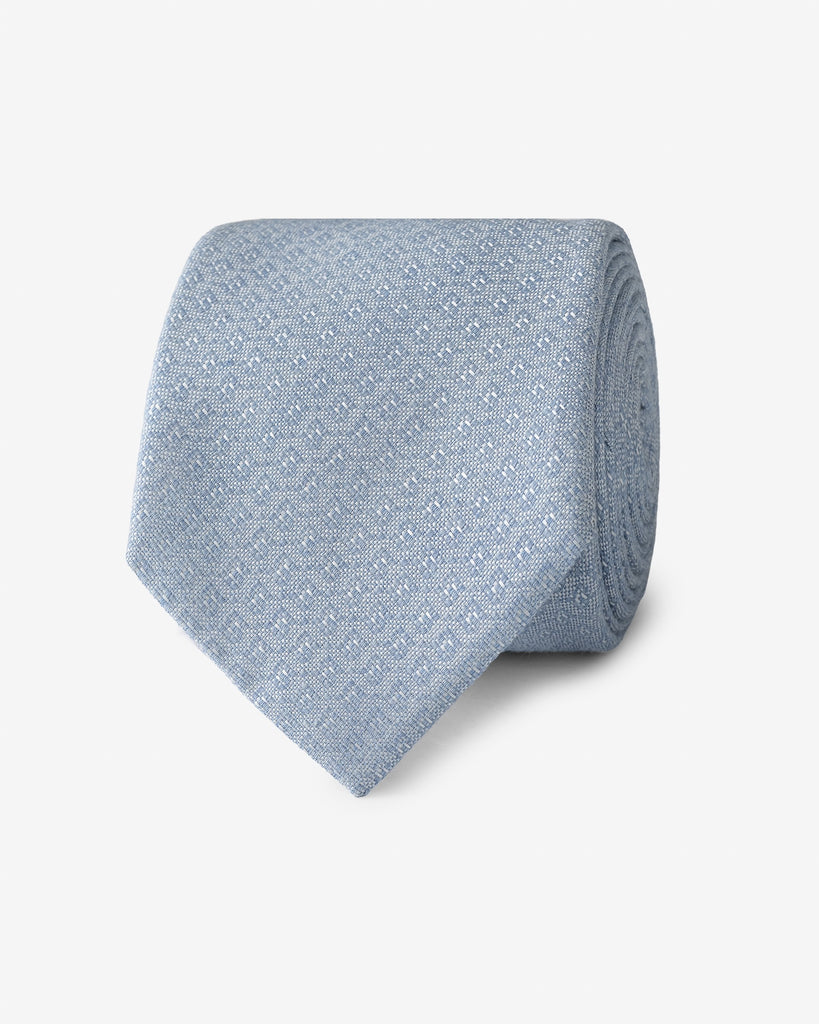 Light Blue Cotton & Silk Jacquard with Tonal Square Design Handmade Soft Drape Tie