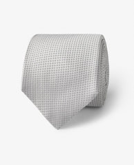 Silver Pure Silk Tie with Geometric Design