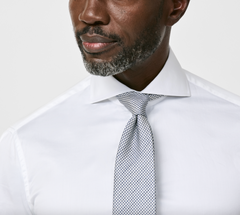 Blue & White Puppytooth Linen & Silk Handmade Soft Drape Tie