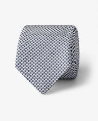 Blue & White Puppytooth Linen & Silk Handmade Soft Drape Tie
