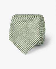 Green & White Puppytooth Linen & Silk Handmade Soft Drape Tie