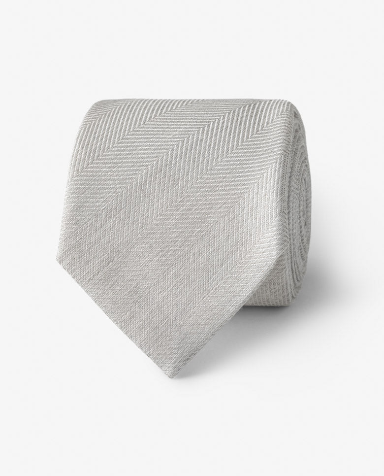 Platinum Herringbone Linen & Silk Handmade Soft Drape Tie