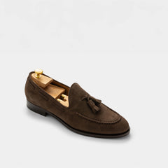 Formal Round Tassel Loafer Suede Chocolate Brown