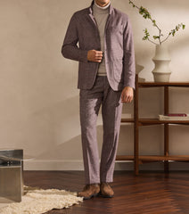 Lanificio Ermenegildo Zegna CASHTWEED Dusty Pink & Dark Brown Silk, Wool & Cashmere Glencheck with White Slubs