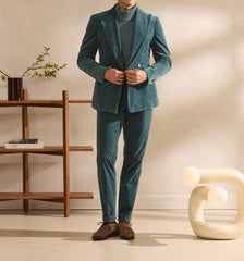 Pontoglio Teal Stretch Cotton Corduroy