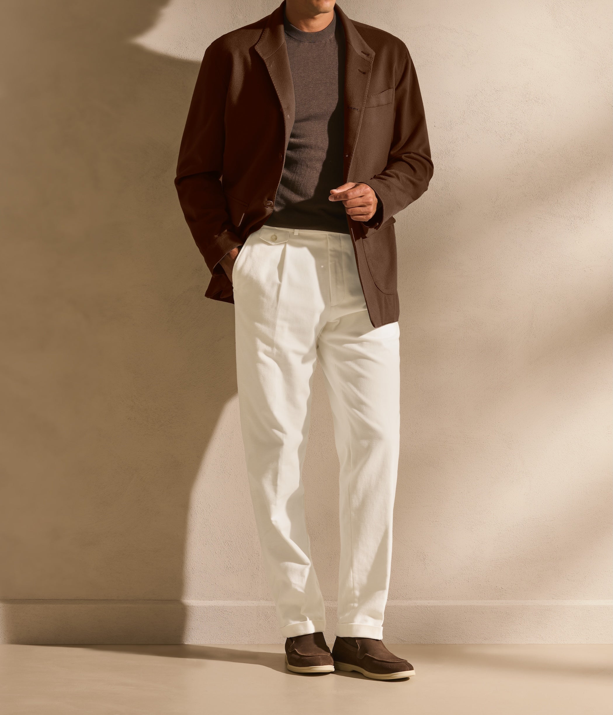 Ermenegildo Zegna Light Mocha S190 Wool Beaver Look