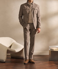 Carlo Barbera Light Taupe Stretch Wool Blend Twill