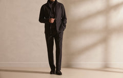 Carlo Barbera Dark Brown Stretch Wool Blend Twill