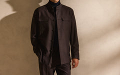 JERSELY Chocolate Brown Stretch Brushed Wool Twill
