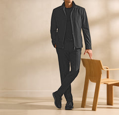 JERSELY Black Stretch Brushed Wool Twill