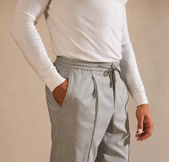 Carlo Barbera Light Grey Stretch Wool Blend Twill