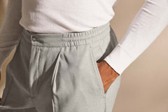 Carlo Barbera Light Grey Stretch Wool Blend Twill