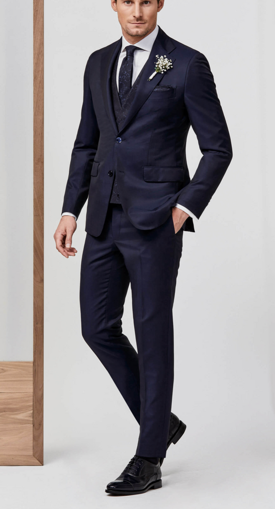 Barberis Canonico Dark Blue Plain Weave S110 Doppio Ritorto Tropical Merino Wool