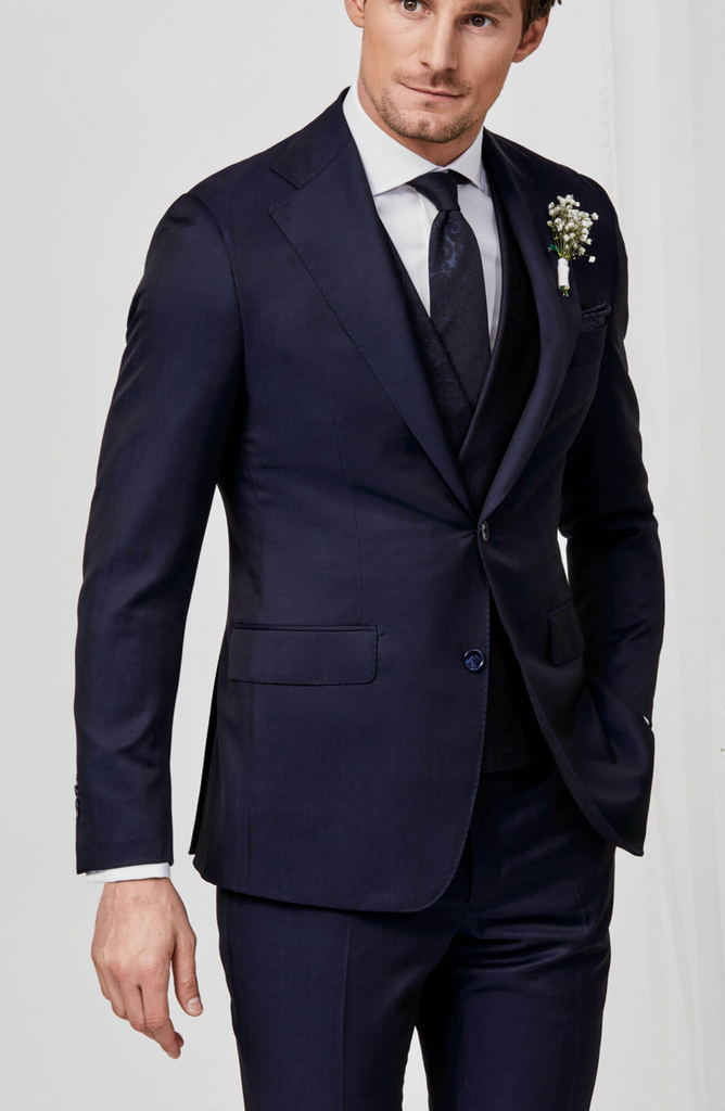 Barberis Canonico Dark Blue Plain Weave S110 Doppio Ritorto Tropical Merino Wool