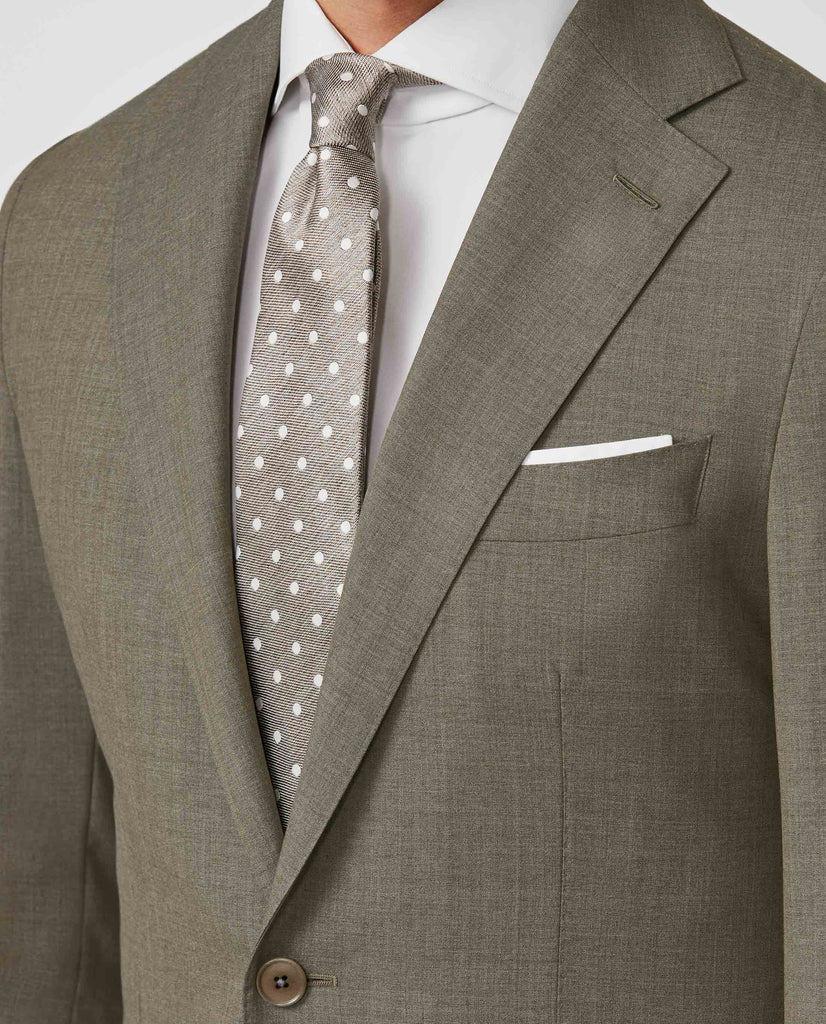 Barberis Canonico Taupe S110 Doppio Ritorto Plain Tropical Weave Merino Wool