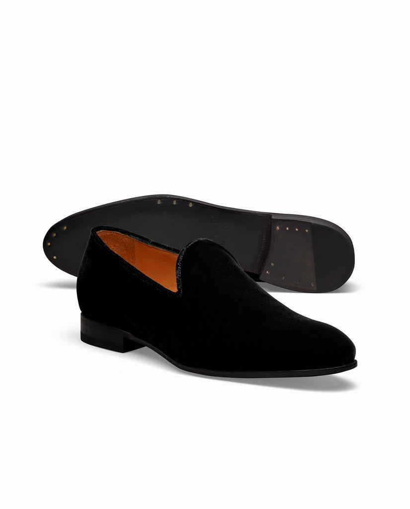 Black Velvet Plain Toe Blake Light Loafers