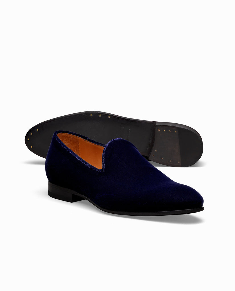 Midnight Blue Velvet Plain Toe Blake Light Loafers