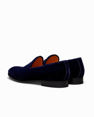 Midnight Blue Velvet Plain Toe Blake Light Loafers