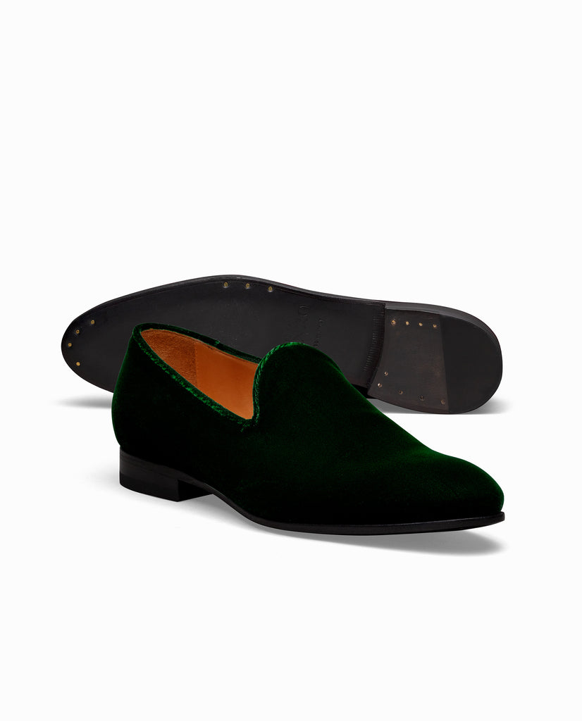 Essex Green Velvet Plain Toe Blake Light Loafers