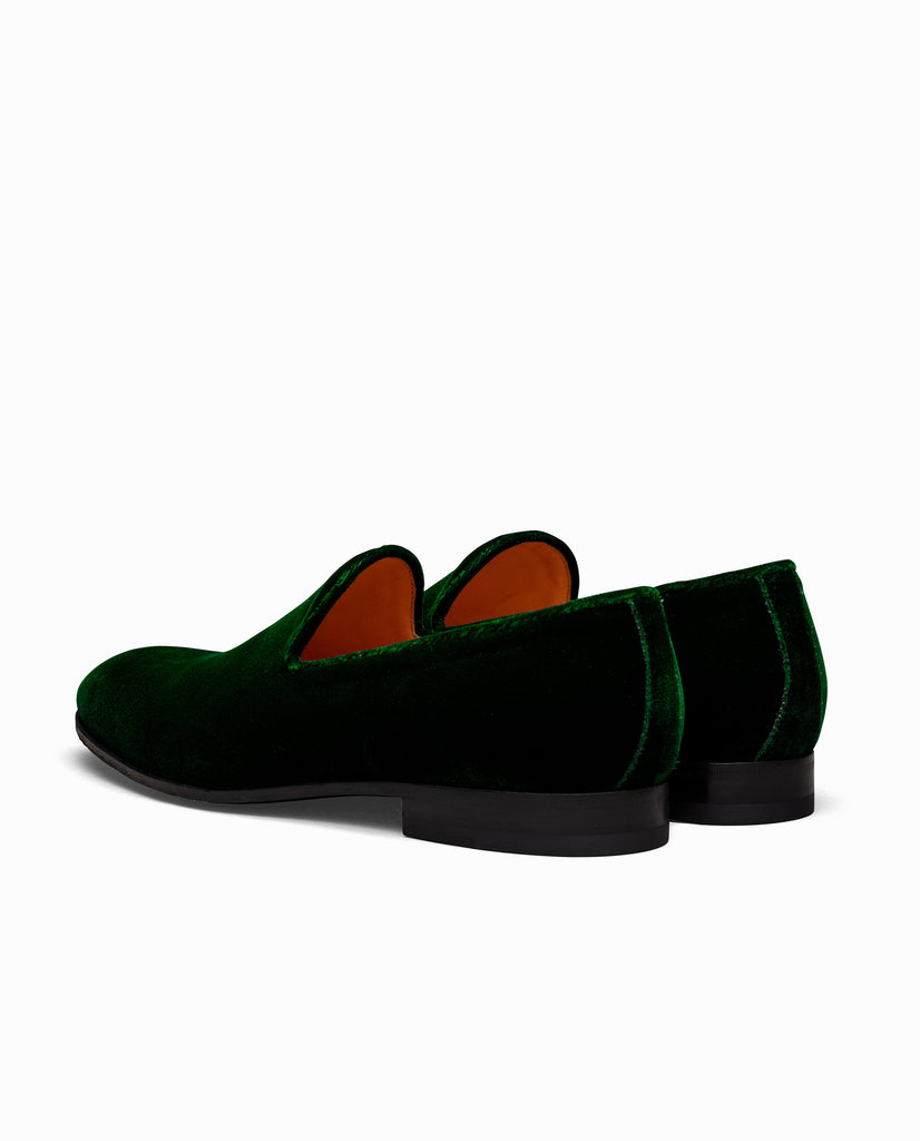 Essex Green Velvet Plain Toe Blake Light Loafers