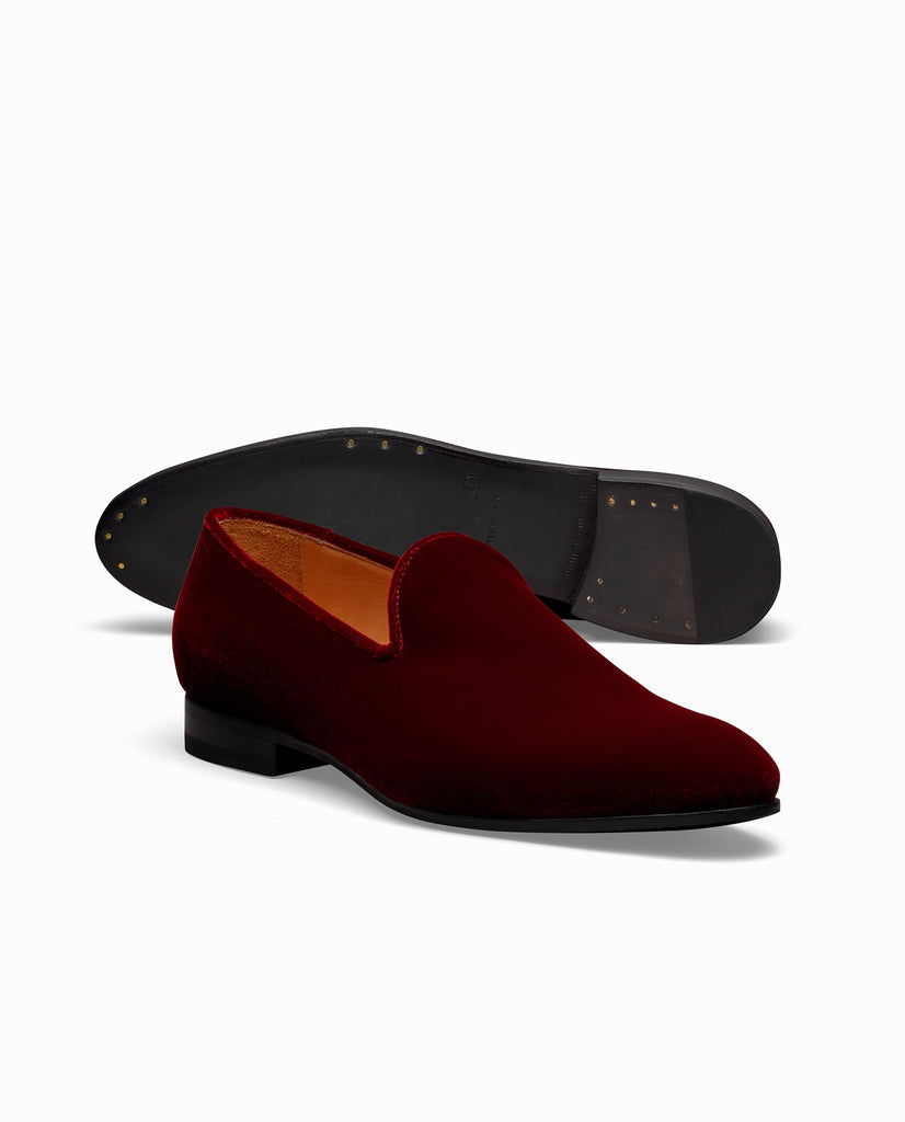 Burgundy Velvet Plain Toe Blake Light Loafers