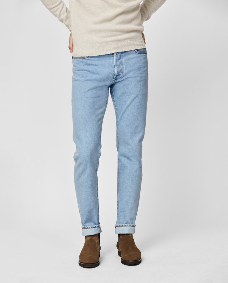 Candiani Light Blue Selvedge Rigid Washed Jeans