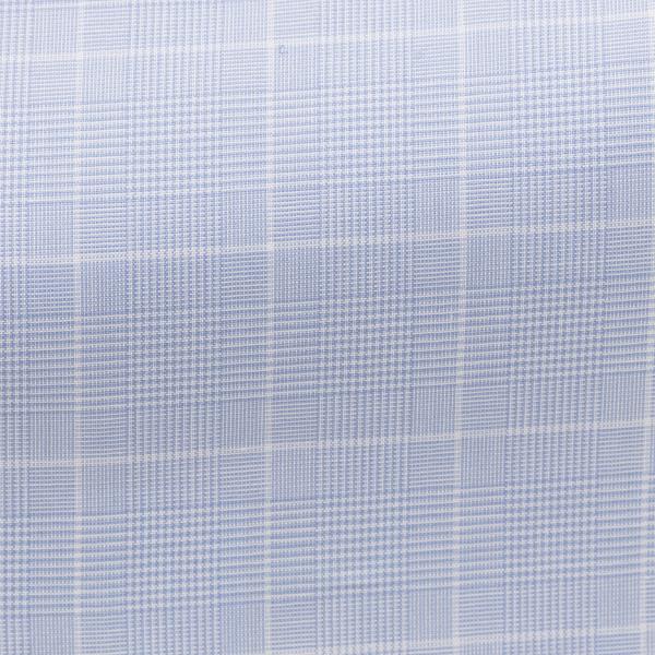 Thomas Mason Light Blue Prince of Wales with White Overcheck Two Ply Egyptian Cotton Poplin