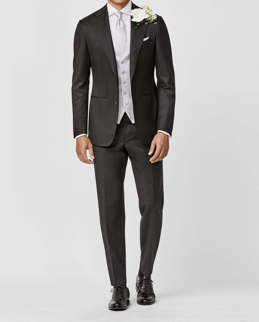 Barberis Canonico Anthracite Fine Twill Merino Wool & Mohair Solaro Doppio Ritorto