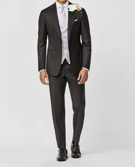 Barberis Canonico Anthracite Fine Twill Merino Wool & Mohair Solaro Doppio Ritorto