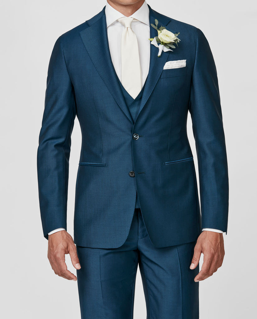 Barberis Canonico Petrol Blue Changeant Fine Twill Merino Wool & Mohair Solaro Doppio Ritorto