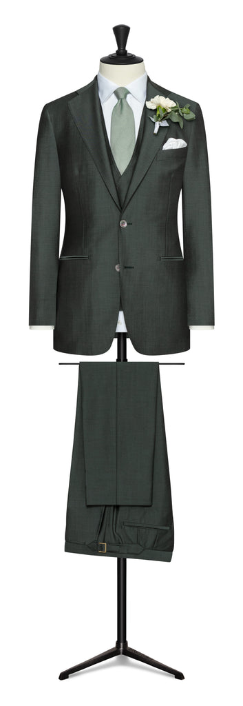 Barberis Canonico Sage Green Changeant Fine Twill Merino Wool & Mohair Solaro Doppio Ritorto