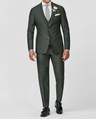 Barberis Canonico Sage Green Changeant Fine Twill Merino Wool & Mohair Solaro Doppio Ritorto