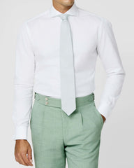 Trousers Paulo Oliveira Mint Green Wool & Linen Tropical Stretch