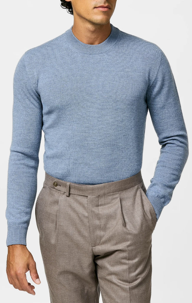 Zegna Baruffa Mid Blue Mélange Extra Fine Merino