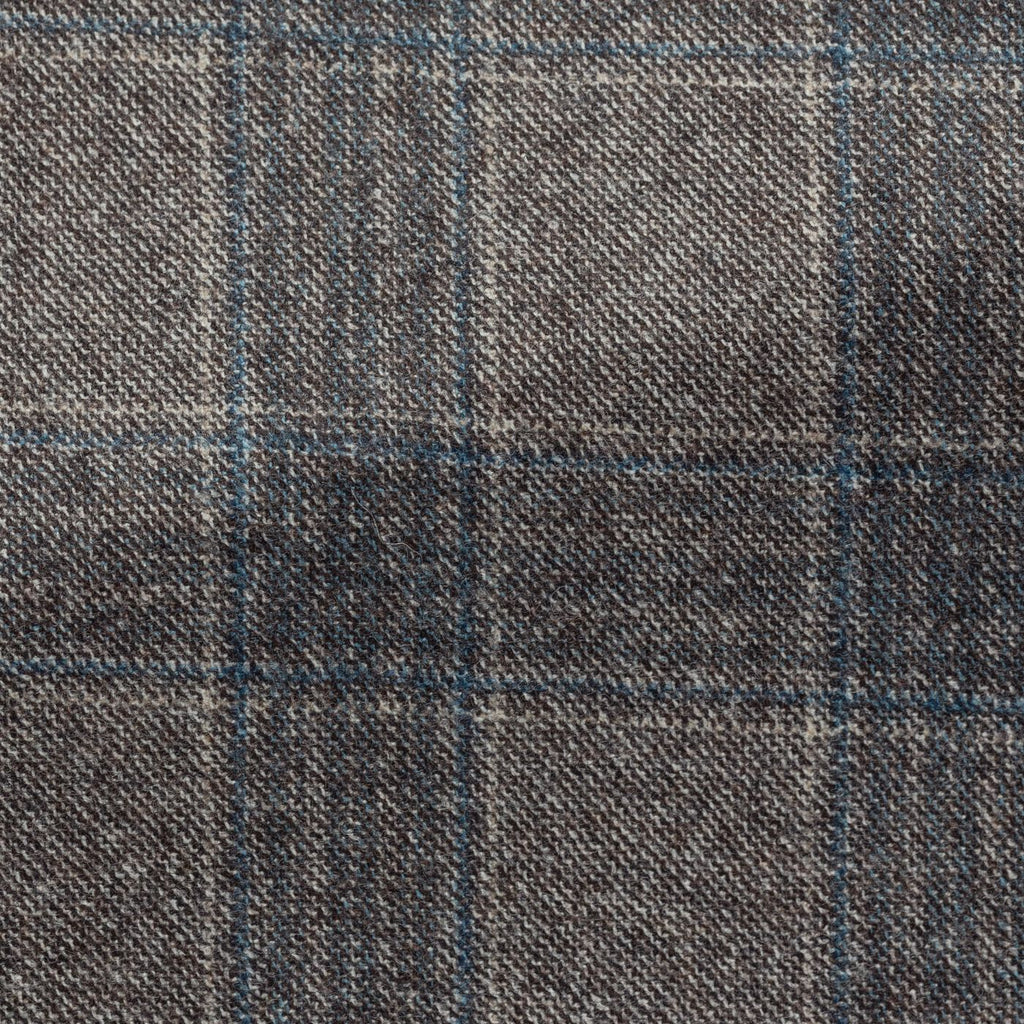 Possencollection-Chocolate-Brown-Petrol-Wool-Cashmere-GlencheckPC14200gr Fabric