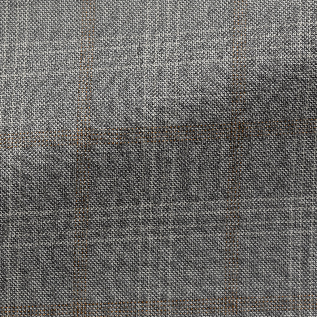Fratelli Tallia Di Delfino Grey S130 Merino Wool Check with Brown Windowpane