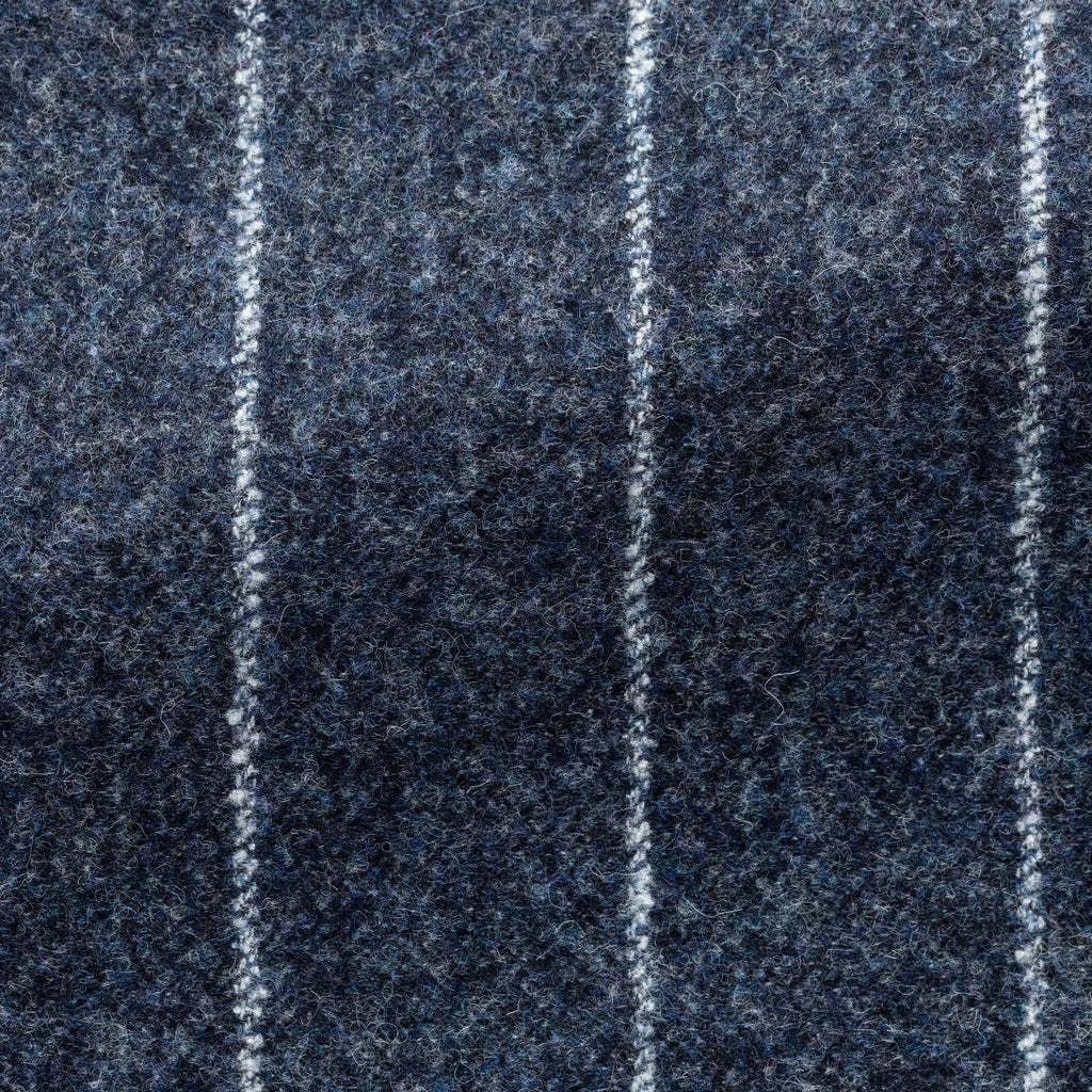 Ferla Dark Slate Blue Stretch Alpaca Wool Blend With Ice Grey Stripes Inspiration