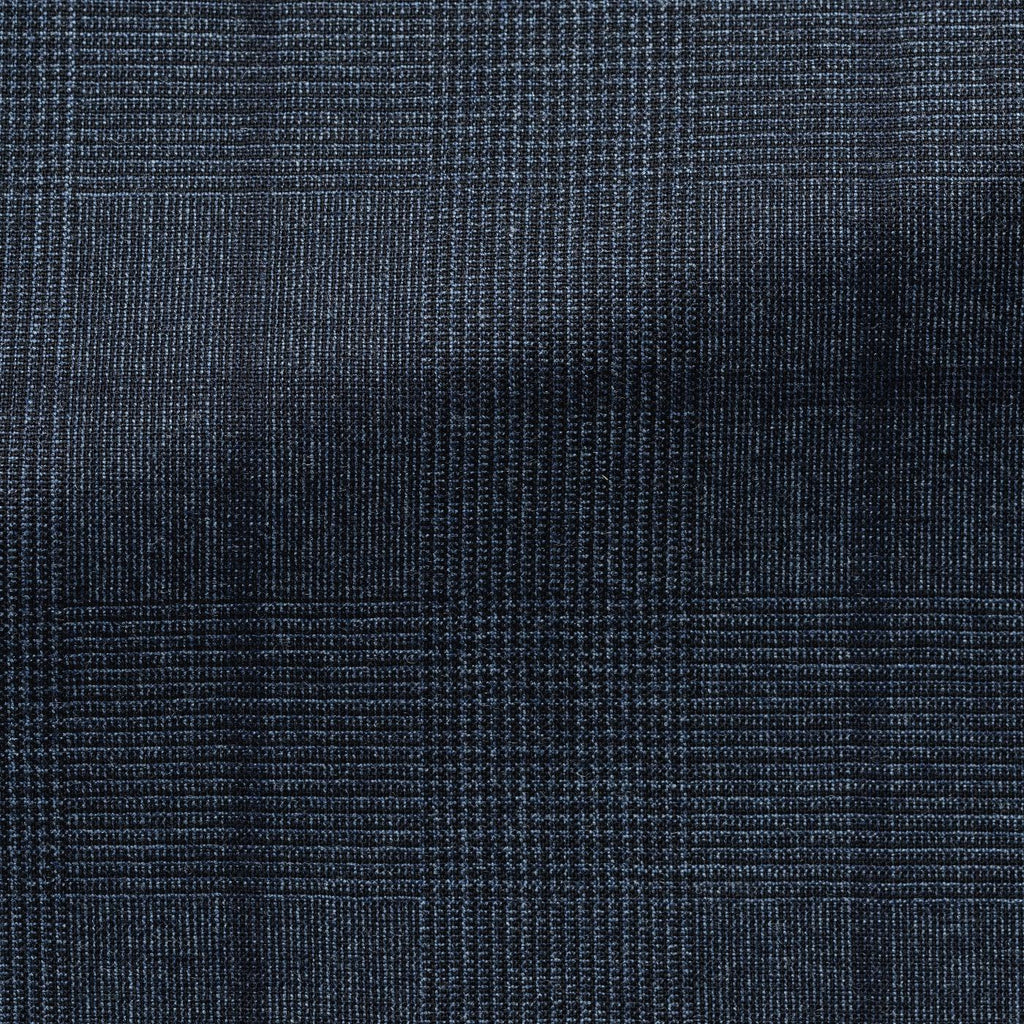 Loro Piana Dark Stone Blue Wool Glencheck With Dark Brown Overcheck Inspiration