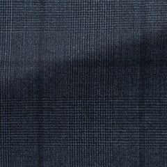 Loro Piana Dark Stone Blue Wool Glencheck With Dark Brown Overcheck Inspiration