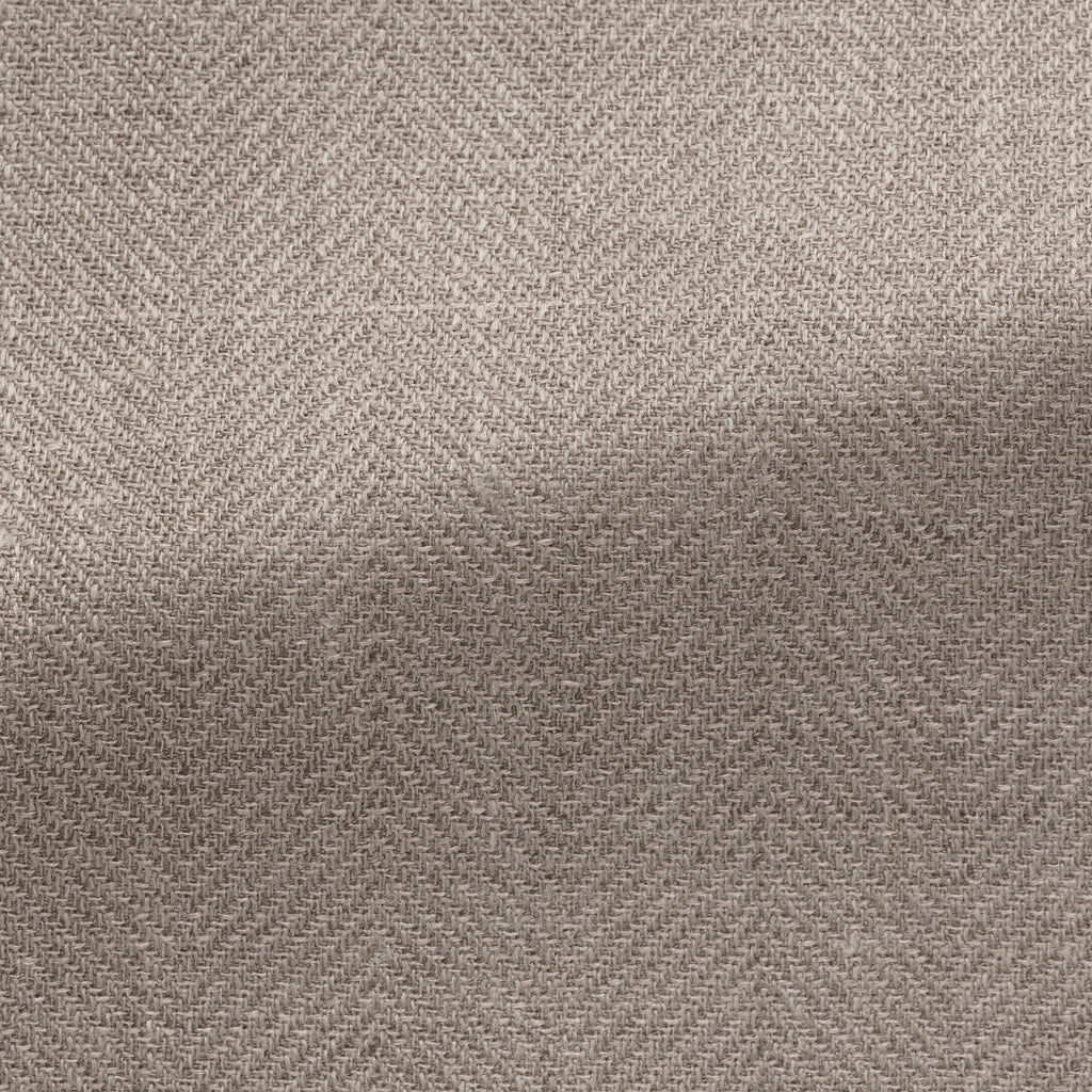 Di Pray Light Beige Wool & Silk Linen Herringbone