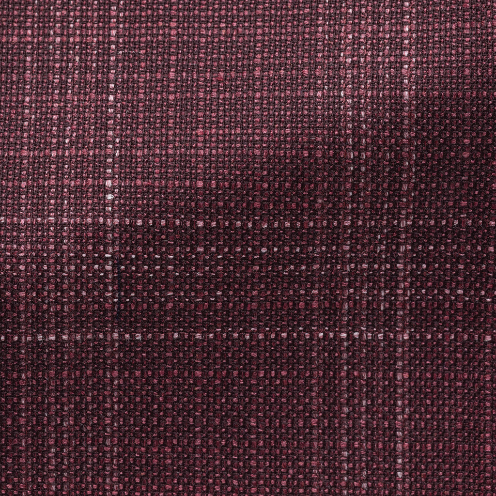 Fratelli Tallia di Delfino Aubergine Wool, Silk & Linen with Subtle Check