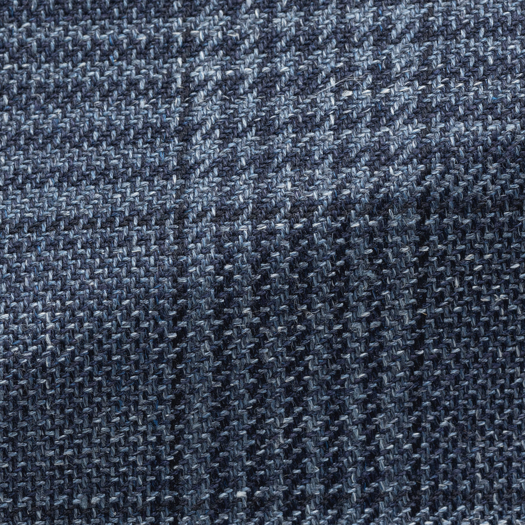 Loro Piana SUMMERTIME Slate Blue Wool, Silk & Linen with Navy Glencheck