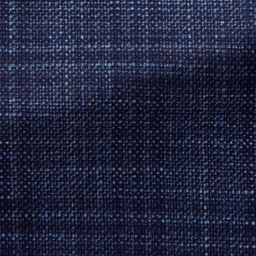 Loro-Piana-Neapolitan-Blue-Light-Blue-Wool-Silk-With-Dark-Blue-GlencheckPC17320gr Fabric