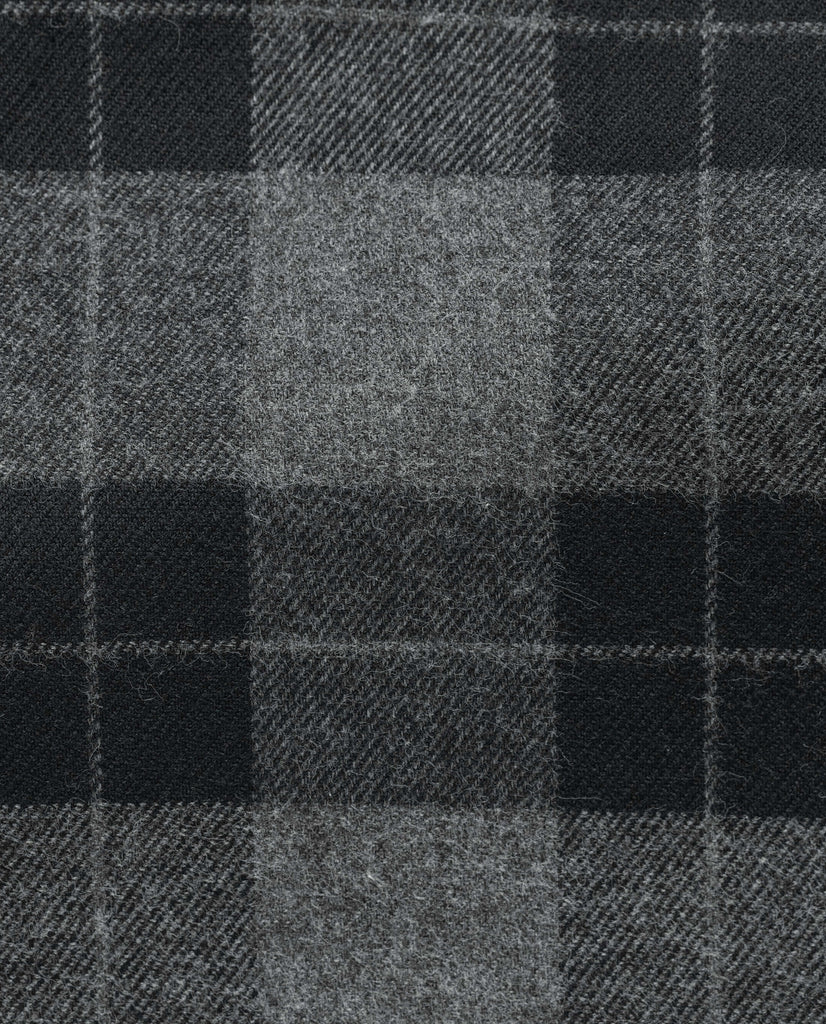 Canclini Heathered Grey Organic Cotton Twill Flannel with Black and Charcoal Check