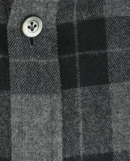 Canclini Heathered Grey Organic Cotton Twill Flannel with Black and Charcoal Check